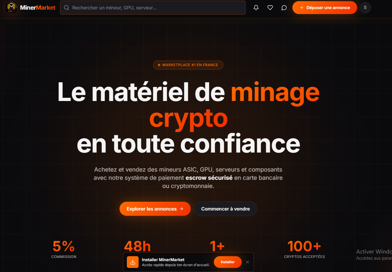 Aperçu du site MinerMarket